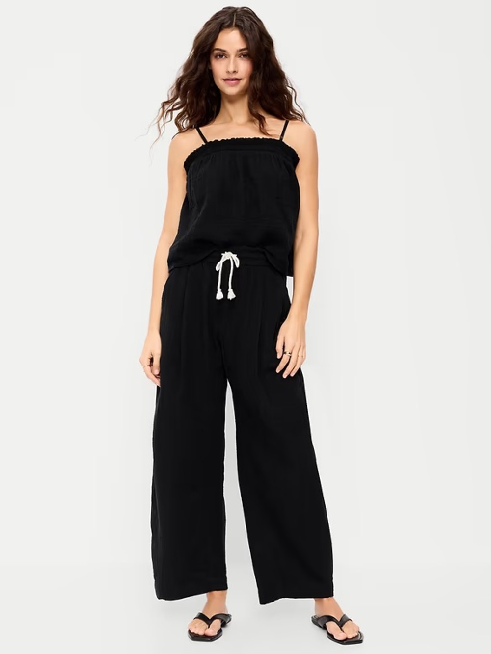 Old Navy Black Barrel Leg Gauze Pants Sz Small Tall/Long
